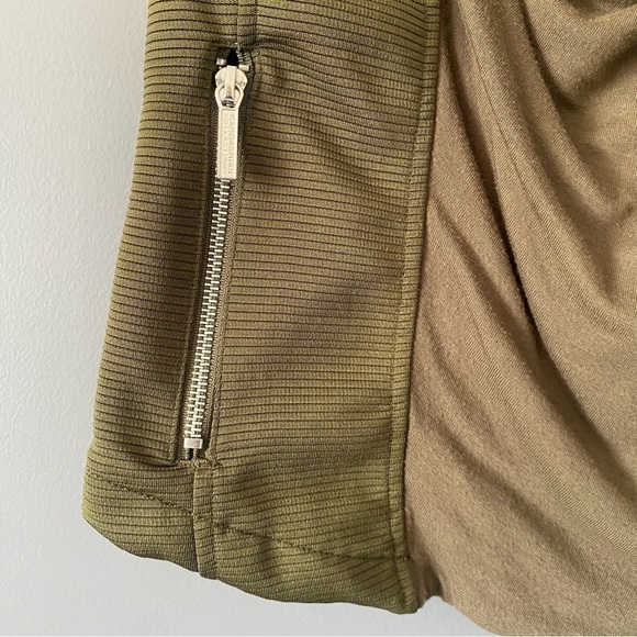 Olive Green Vest Draped Utility Style Moto Zip-Up Gorpcore Layer Size Small - Picture 5 of 11